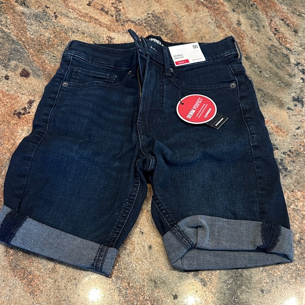 Express Dark Blue Denim Perfect Shorts